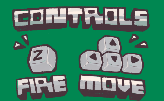 Controls: Z key to fire and arrow keys to move.