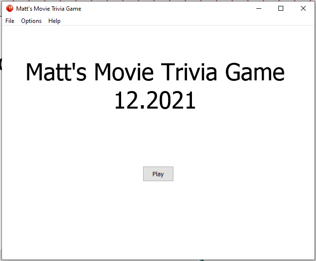 Cover image for Matt's movie trivia game 12.2021