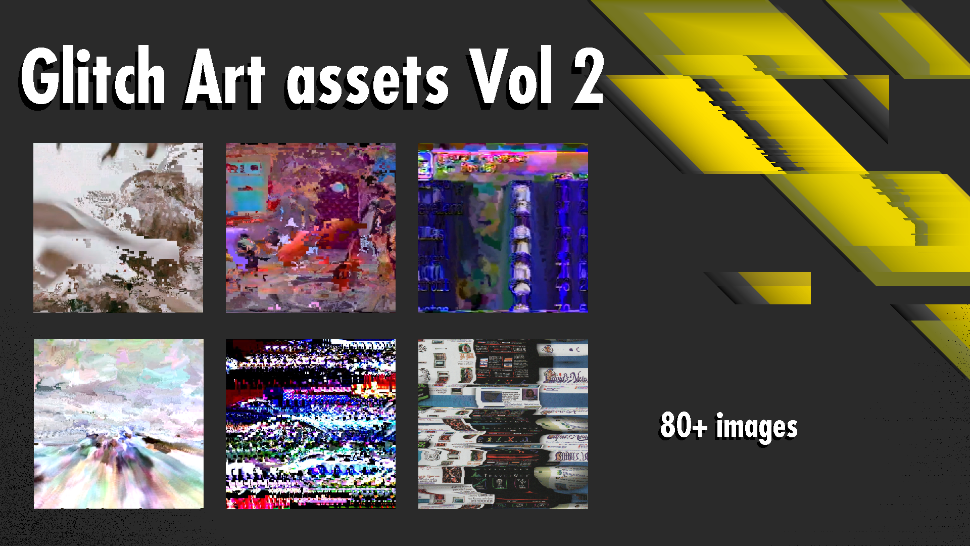 Glitch Art Patterns & Assets Volume 2