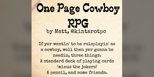 Cover image for One Page Cowboy RPG