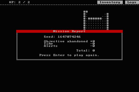 Score screen. You get more points, and more penalities, if you don't immediately abandon the mission