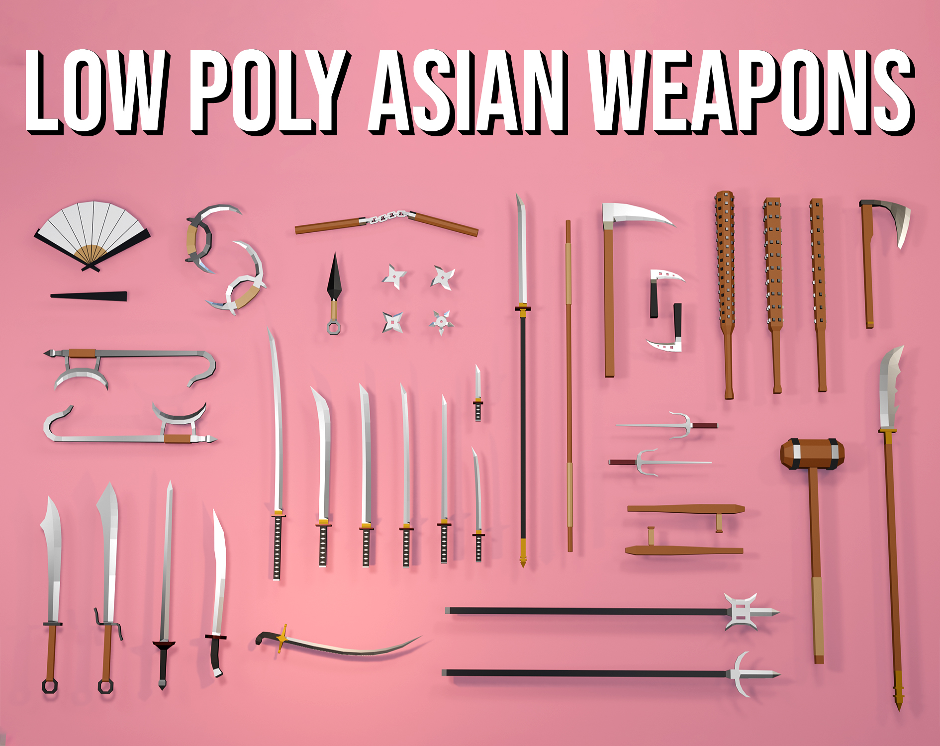 Low Poly Traditional Asian Weapons by Kickin’ It Studios