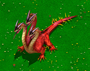 isometric pixel art of a dragon sprite, game concept
