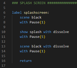 Splash screen code