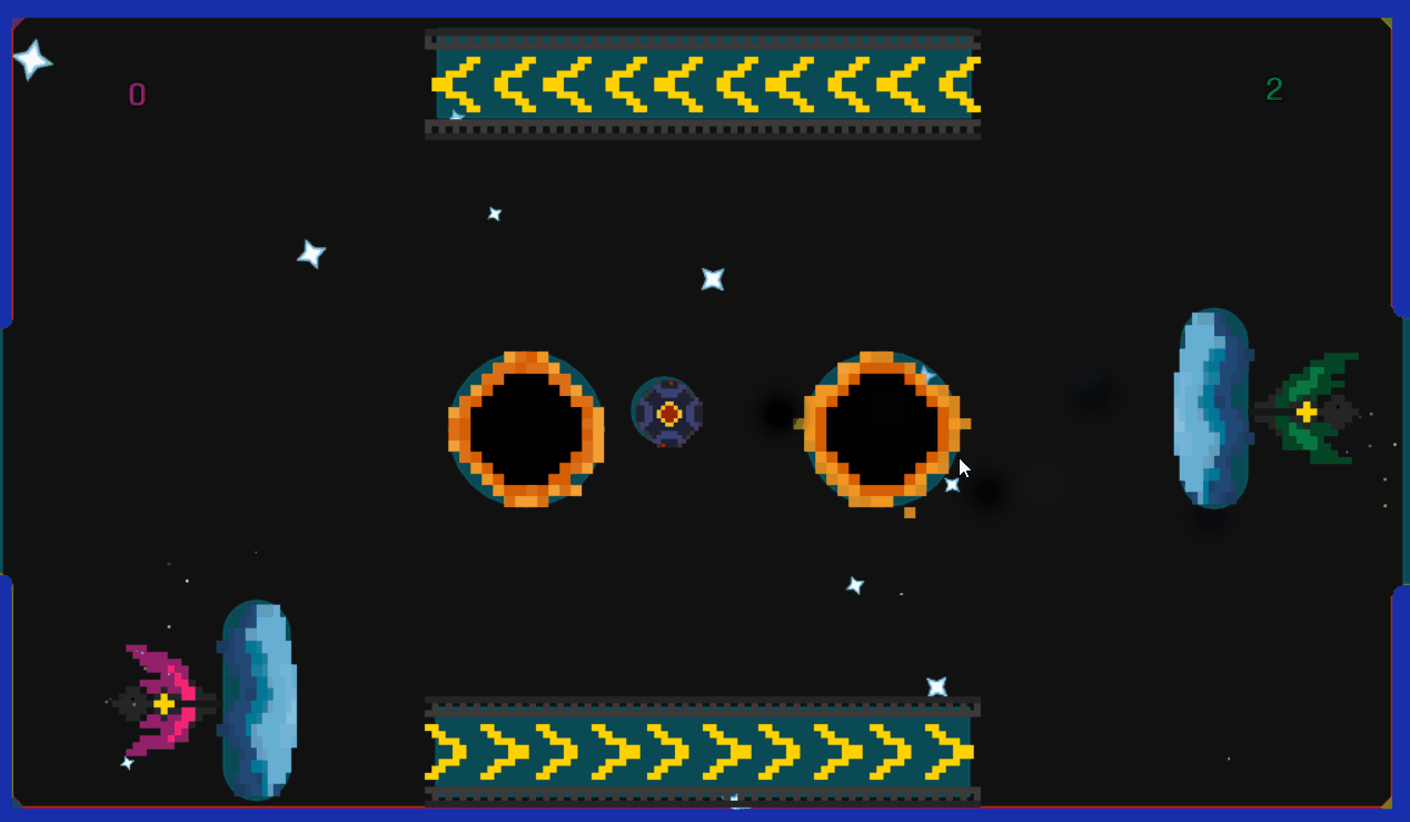 Air hockey with black holes in outer space