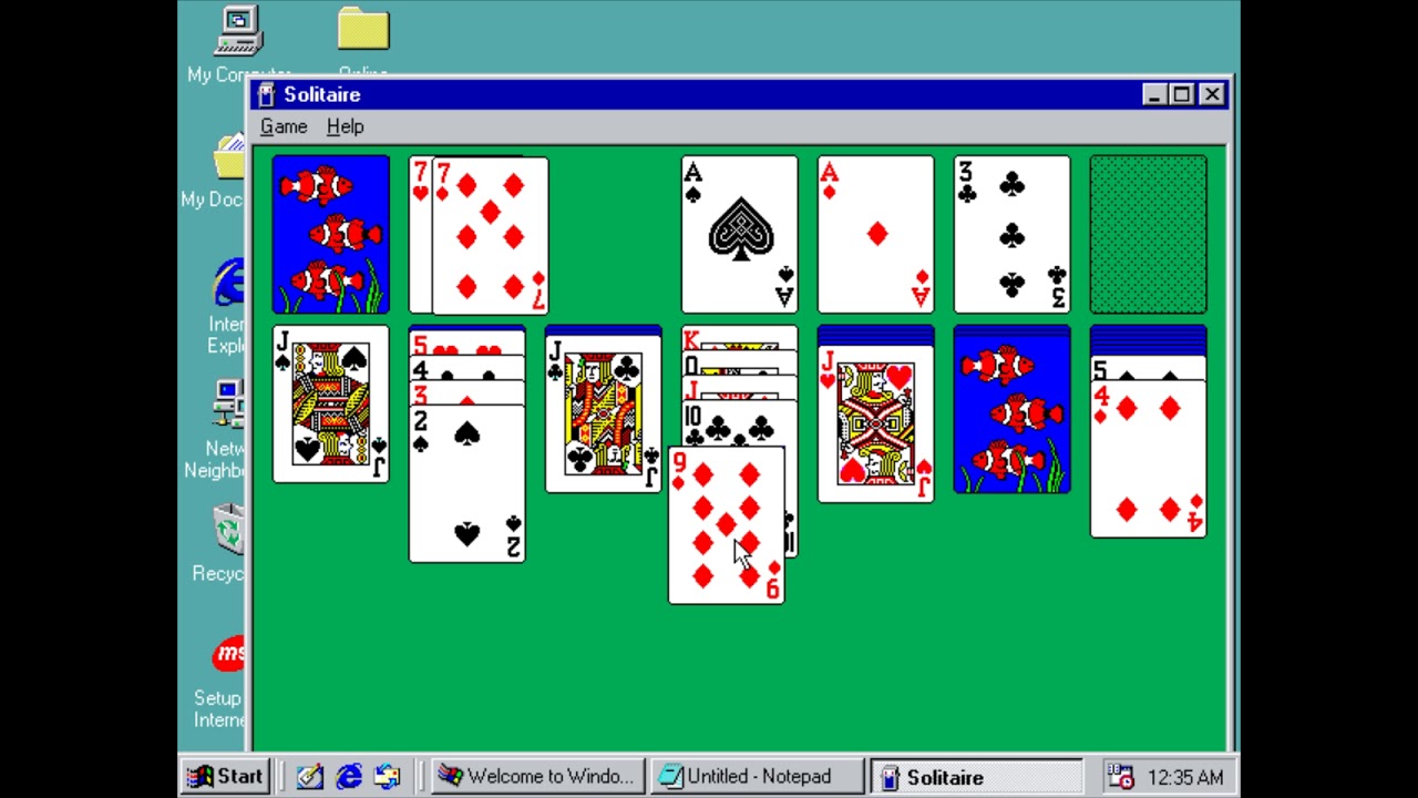 Solitaire on Windows 98