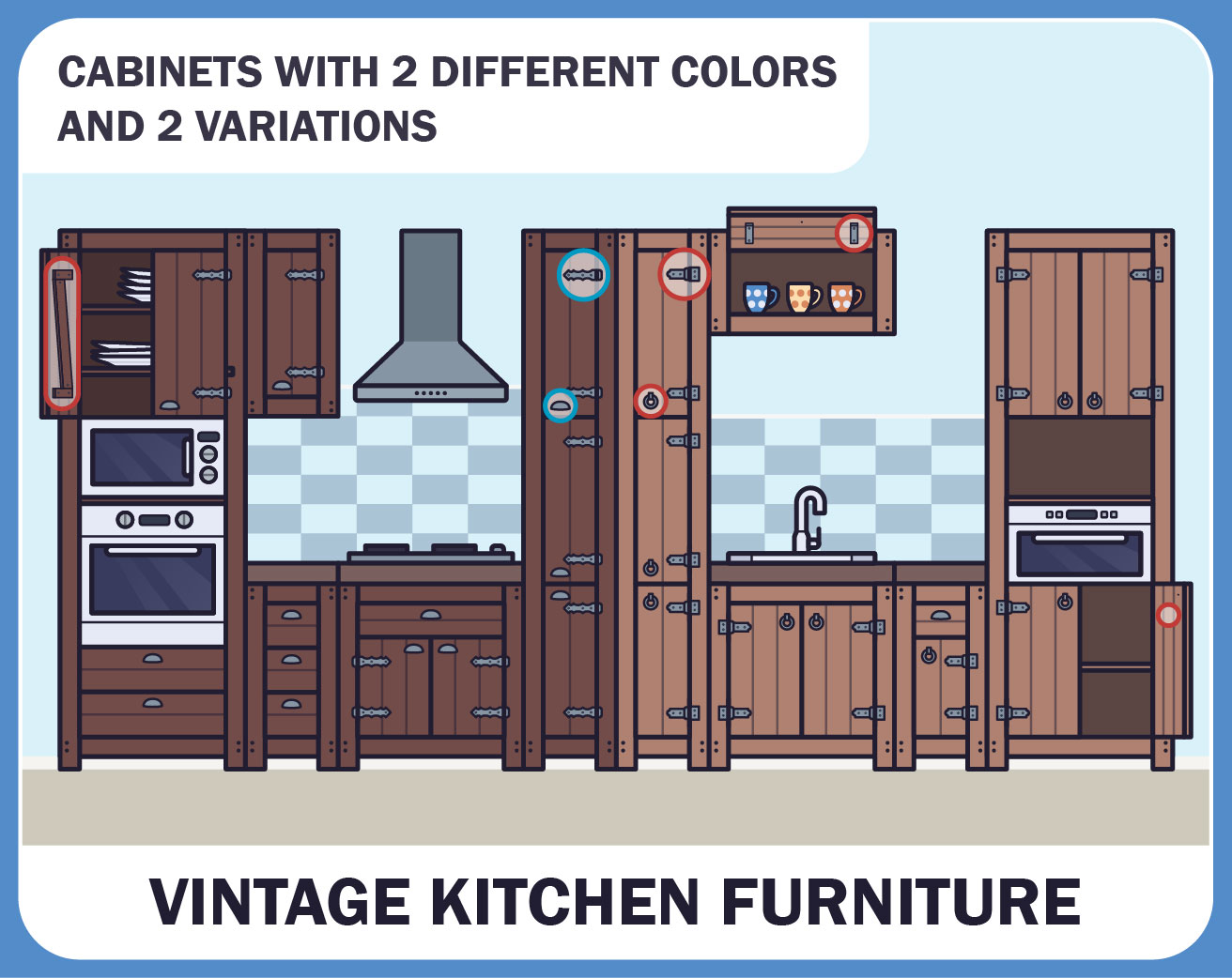 2D Vintage kitchen furniture pack by UpadlySzczurek
