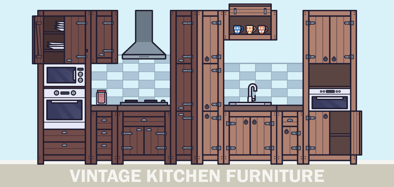 2D Vintage kitchen furniture pack