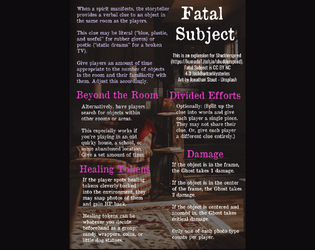 Fatal Subject   - An alternative ruleset for Shudderspeed 
