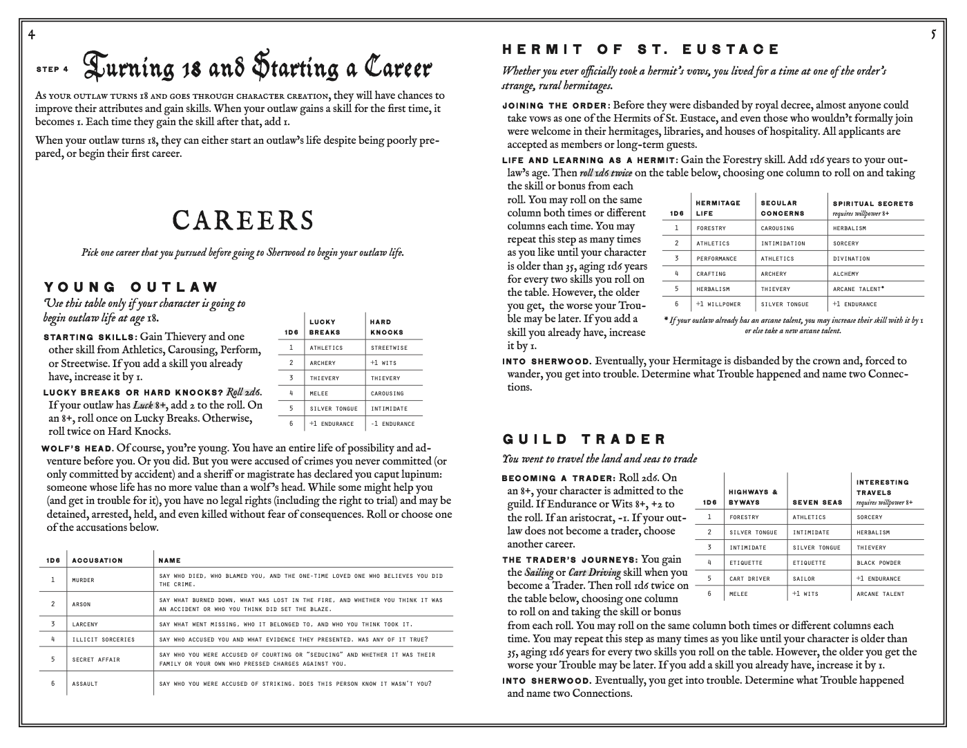Sample layout of the first three career options