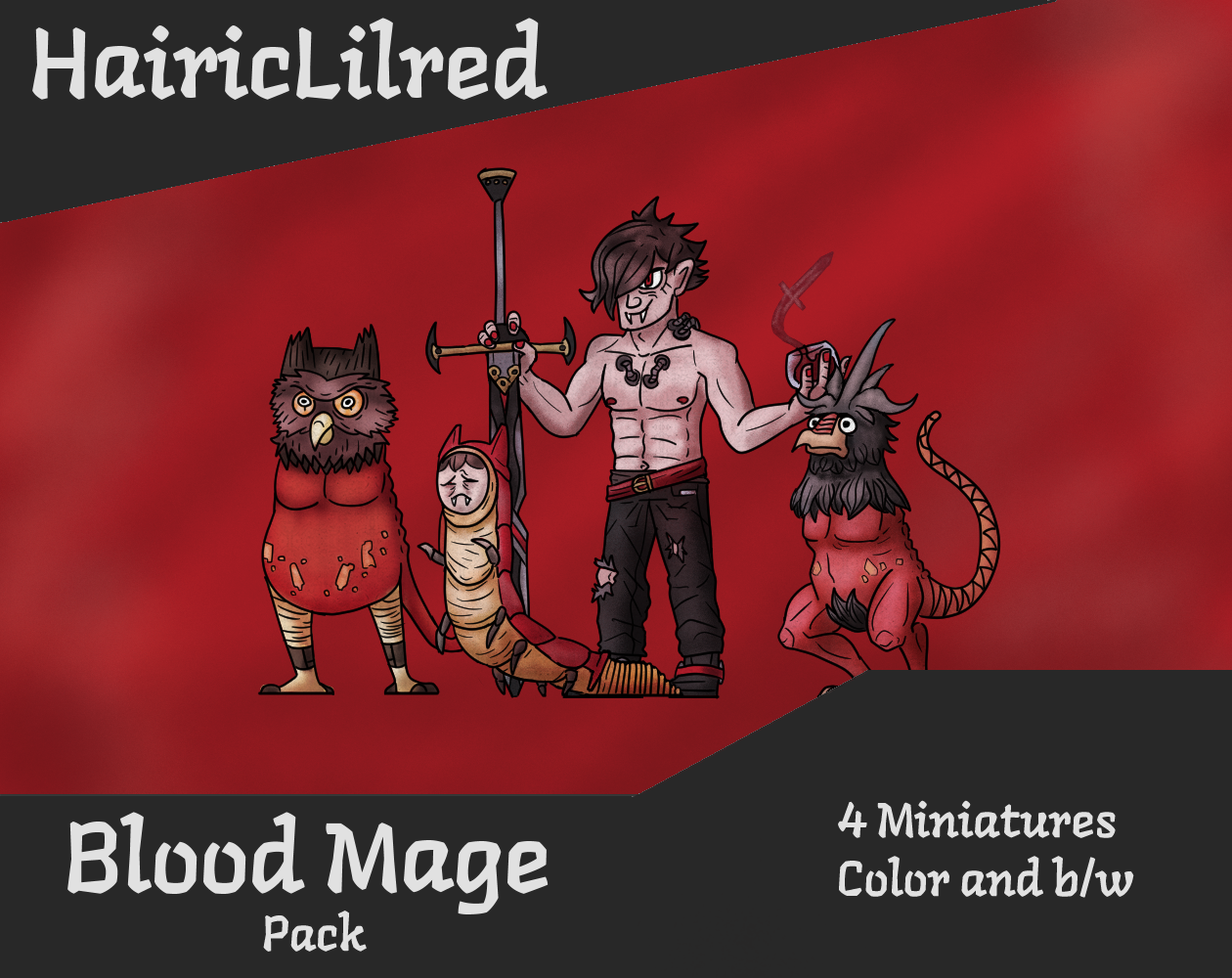 Hairic Paper Minis - Blood Mage pack