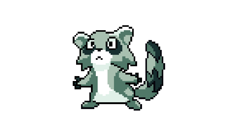 Squatoo, a green raccoon with a bristly tail