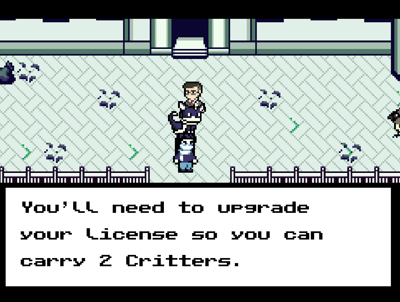 Dr. Oryx tells you that you need to get a license to hold 2 critters.