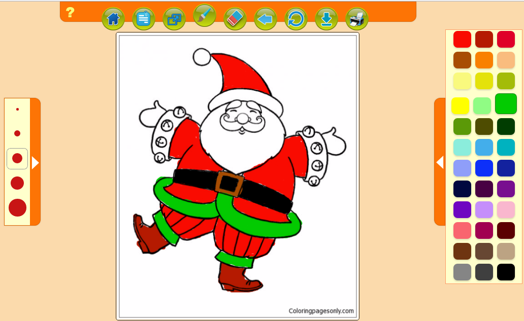 Happy Santa Claus Dancing Happily Christmas Coloring Page - Release ...