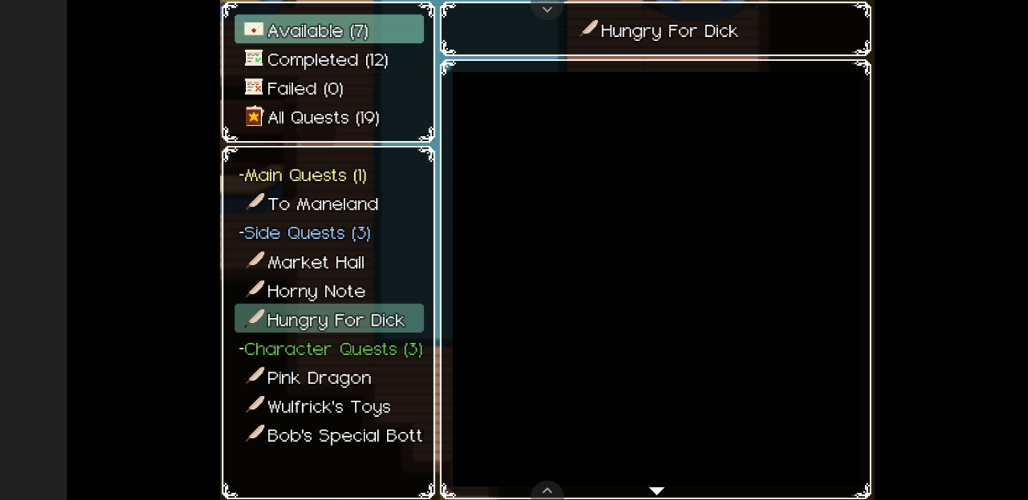 Black screen in quest log