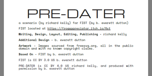 Cover image for PRE-DATER (a mission for FIST)