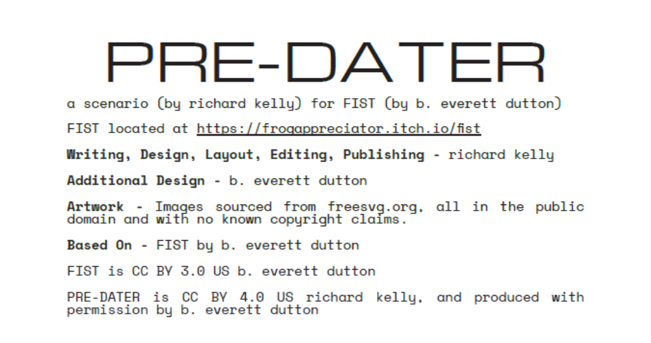 Cover image for PRE-DATER (a mission for FIST)