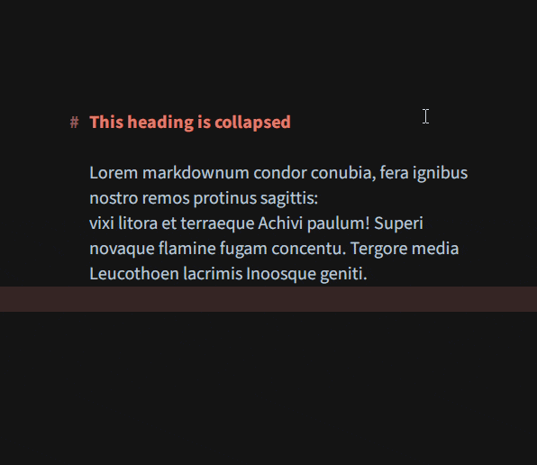 Expanding and collapsing a heading by adding and removing ellipses from the end of the heading text.