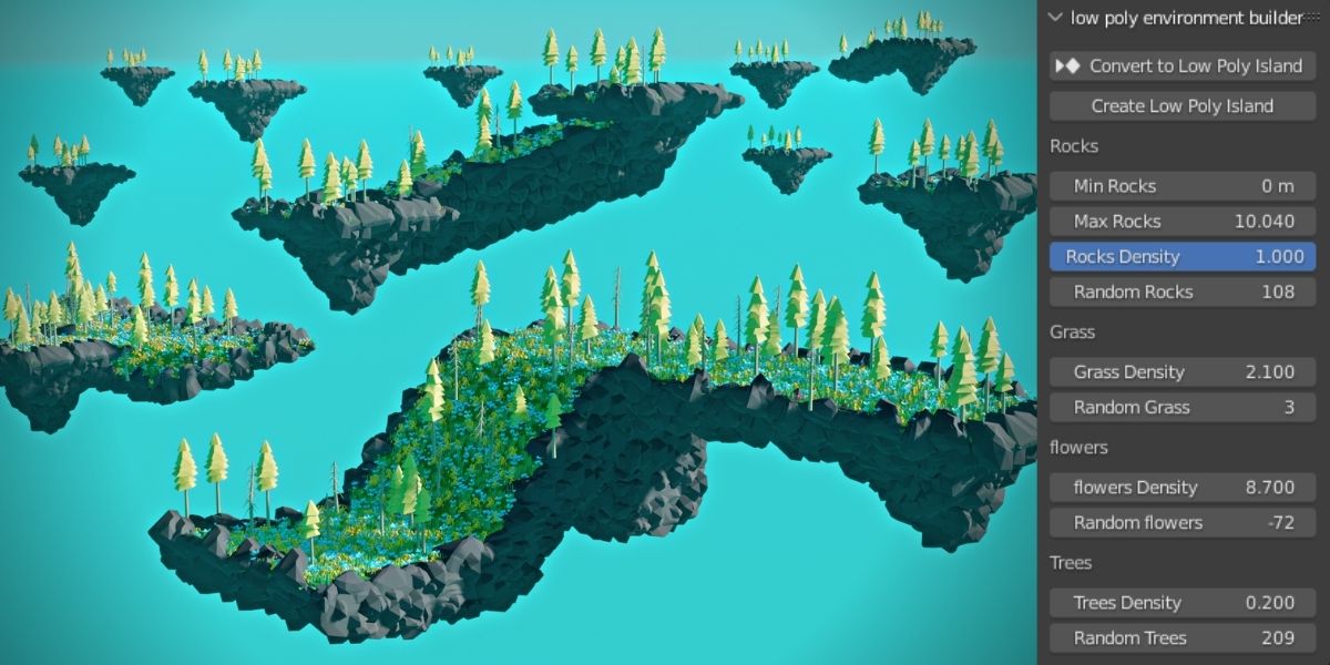 Low Poly Environment Builder Blender Addon by CGCOOL