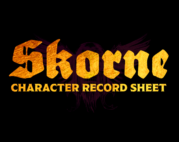 Cover image for custom SKORNE character sheets