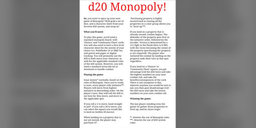 Cover image for d20 Monopoly!