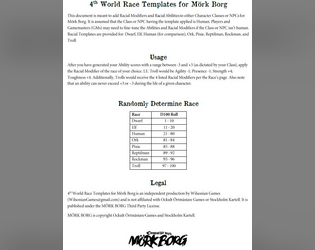 4th World Race Templates for Mork Borg  