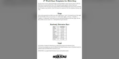 Cover image for Fourth World Race Templates for Mork Borg