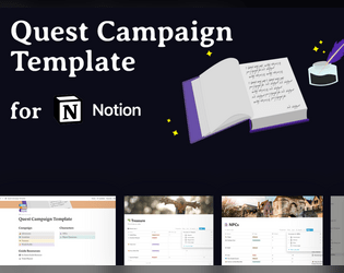 Quest RPG Notion Campaign Template | Notion Template | TTRPG  