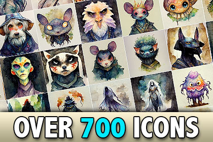 Watercolor Icons 2 - Monsters & Animals - Fantasy & RPG themed Icons