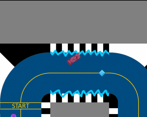 screenshot of track with powerup applied