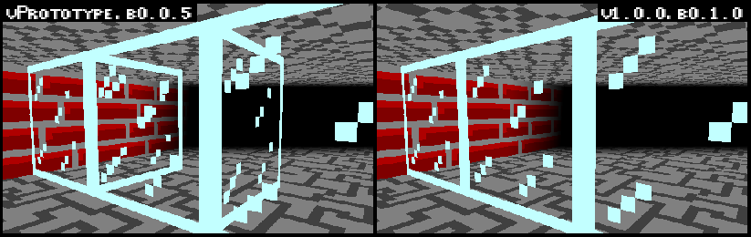 Glass blocks before and after the changes to the rendering engine
