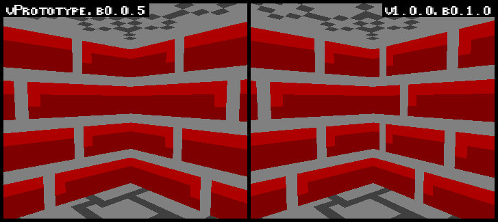 Block textures before and after the changes to the rendering engine