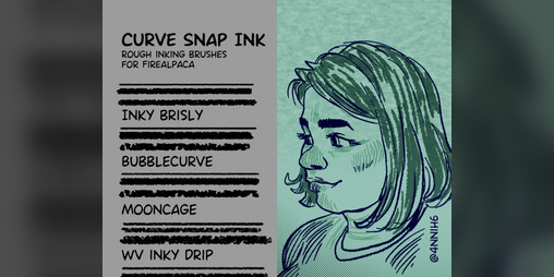 Cover image for 4nnih6's Curve Snap Ink - free inking brushes [Firealpaca, Krita, bitmap]