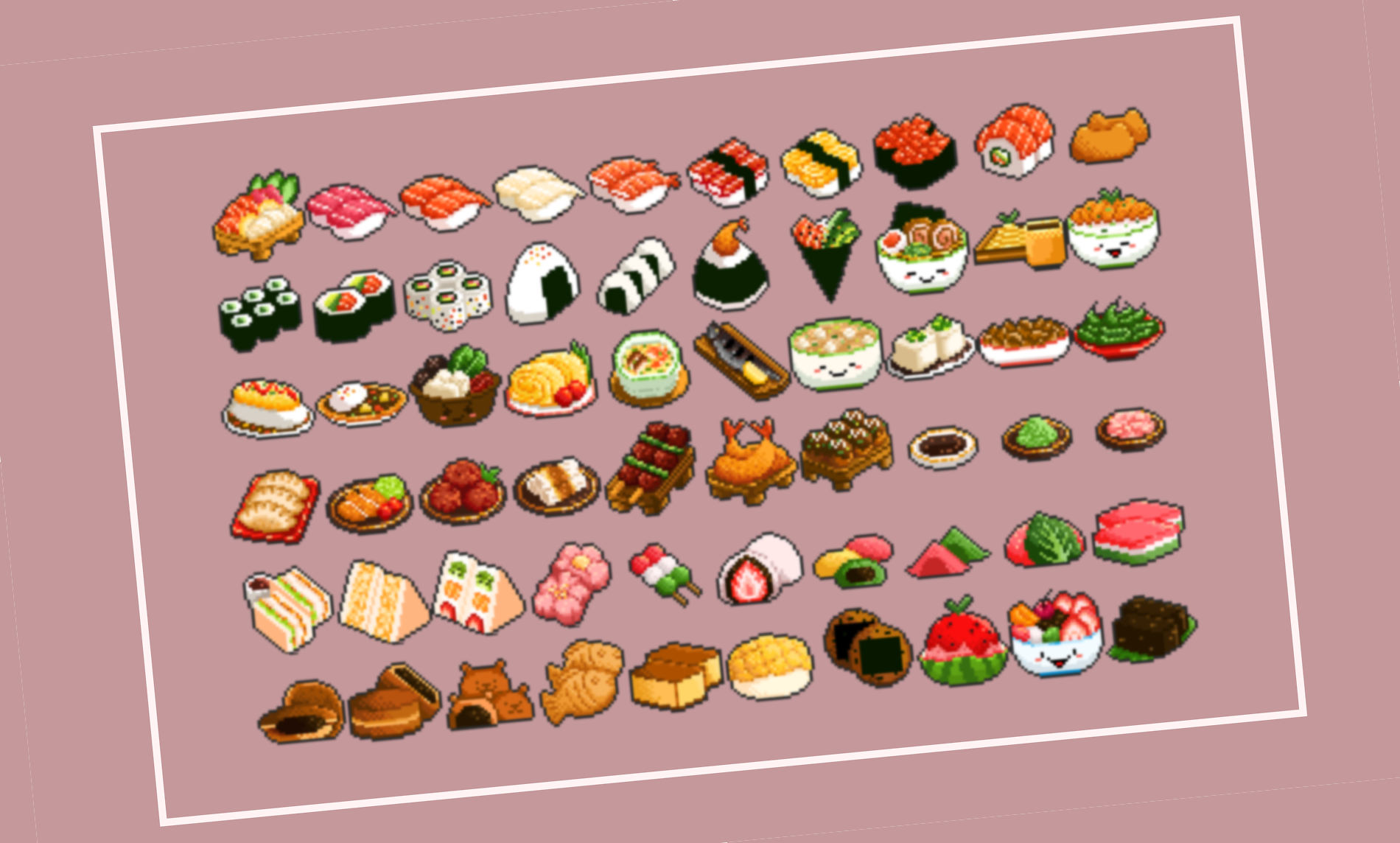 Food icons on pixel style By Yem Darina