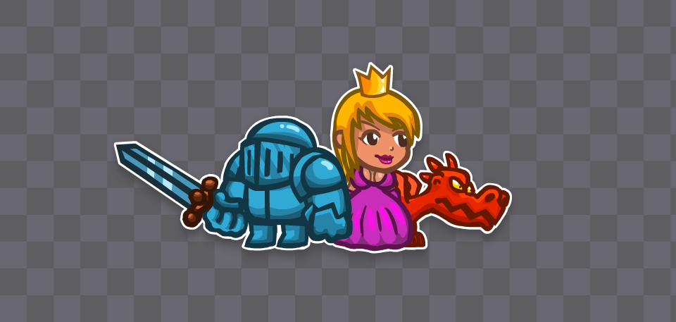 2D Fantasy Asset: Knight, Princess and Dragon