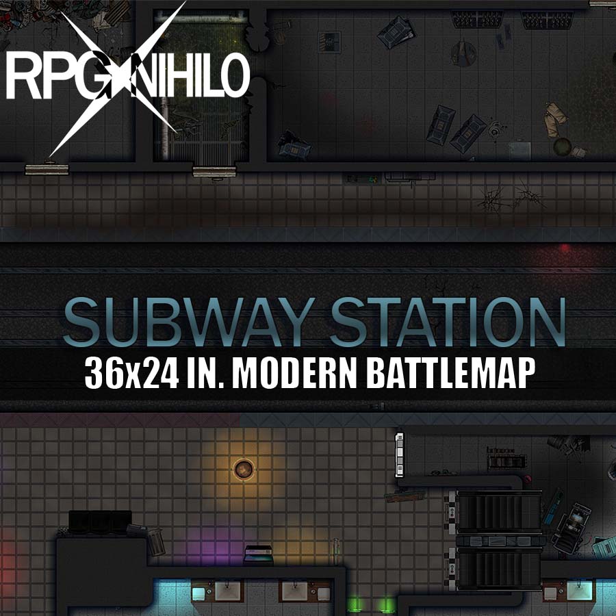 Underground Subway Station (36x24IN) Modern Battle Map by rpgxnihilo