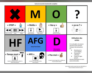 Cartes de sécurité émotionnelle pour jeu de rôle mature  