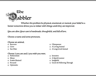 The Dabbler - A Playbook from the World of Wanderhome  