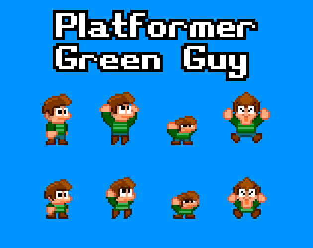 Pixelated Green Platformer Player : Larry