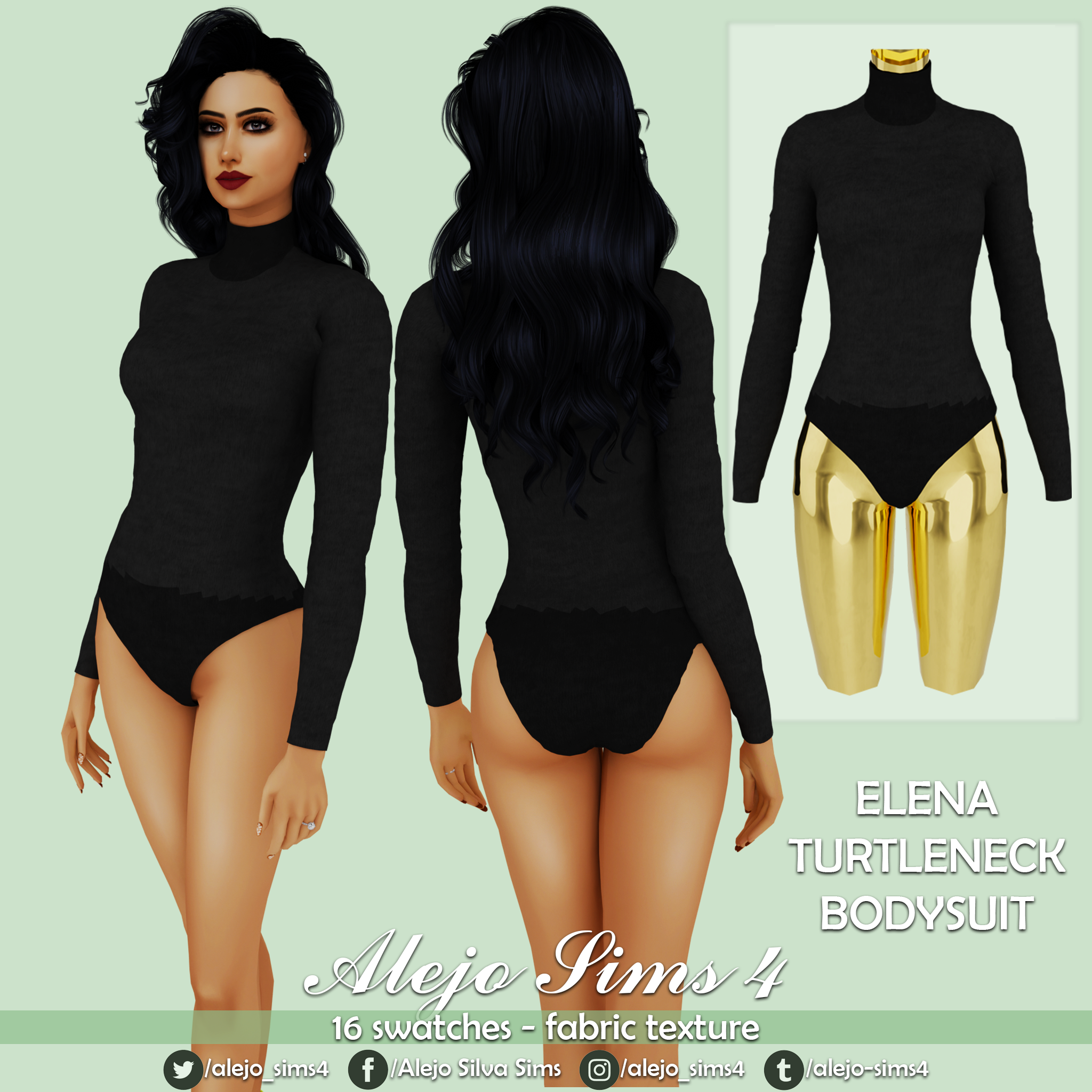 Elena Turtleneck Bodysuit by Alejo Sims 4