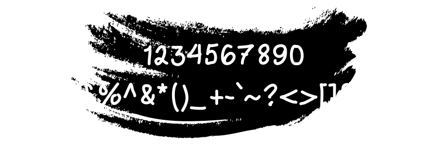 Numbers and symbols in font