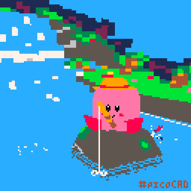 Kirby Fishing in a Jungle