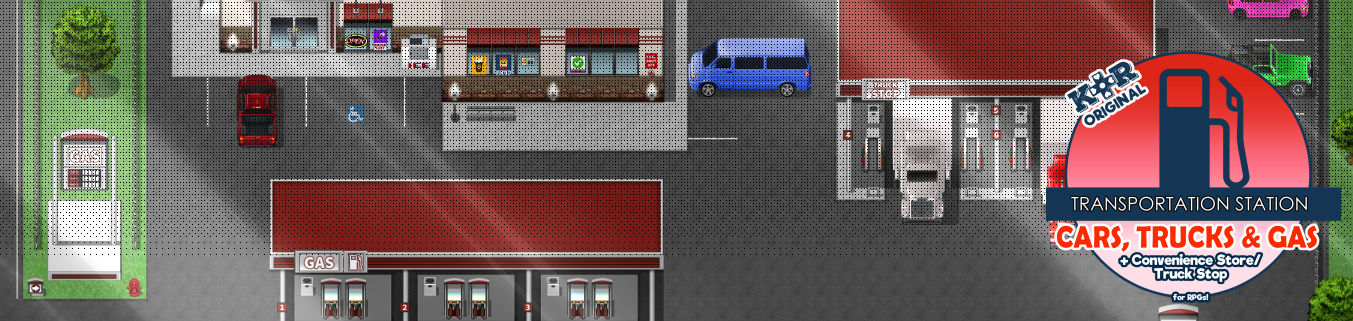 KR Transportation Station ~ Cars, Trucks and Gas Tileset for RPGs