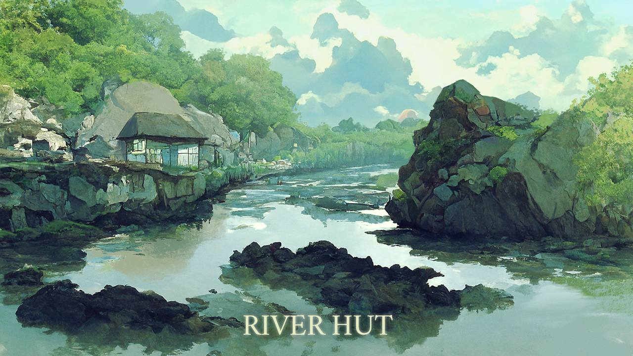 River hut background