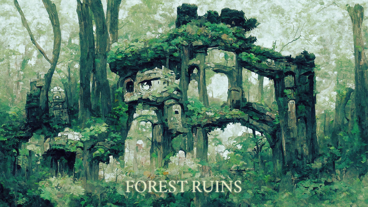 Forest ruins background v2