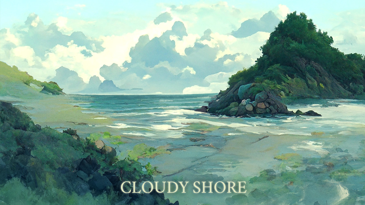 Cloudy shore background