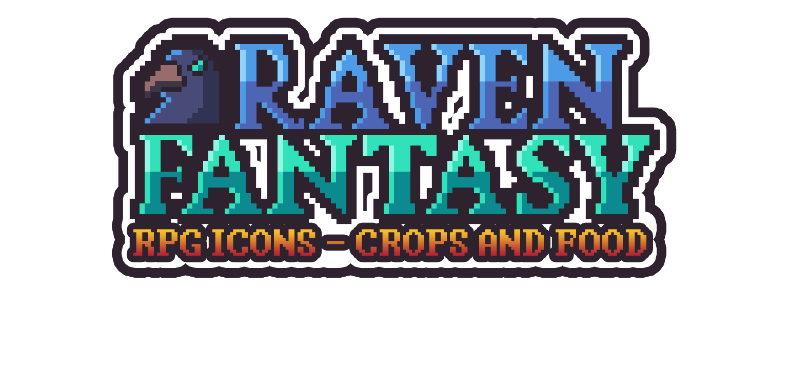 Raven Fantasy - Pixel Art RPG Icons - Crops, Food and Drinks