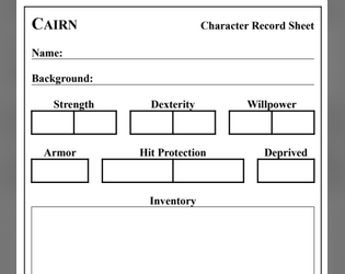 Inny's Cairn Character Record Sheet   - i slapped this together in libreoffice, print, fold, and play it 