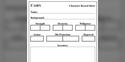 Cover image for Inny's Cairn Character Record Sheet