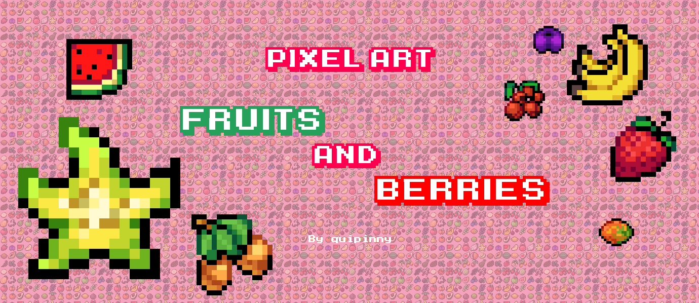 Pixel Art Fruits And Berries